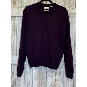 Weatherproof Vintage Men's V Neck Cotton& Cashmere Purple Knit Sweater Size M